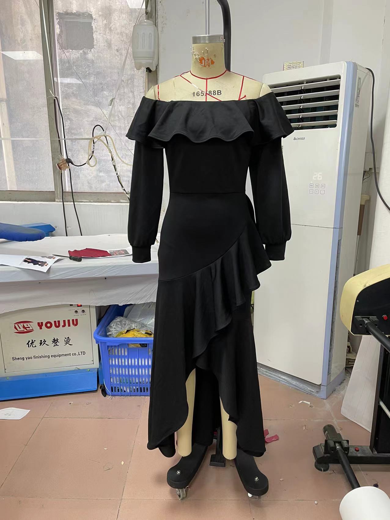 Off The Shoulder Black Long Evening Dresses