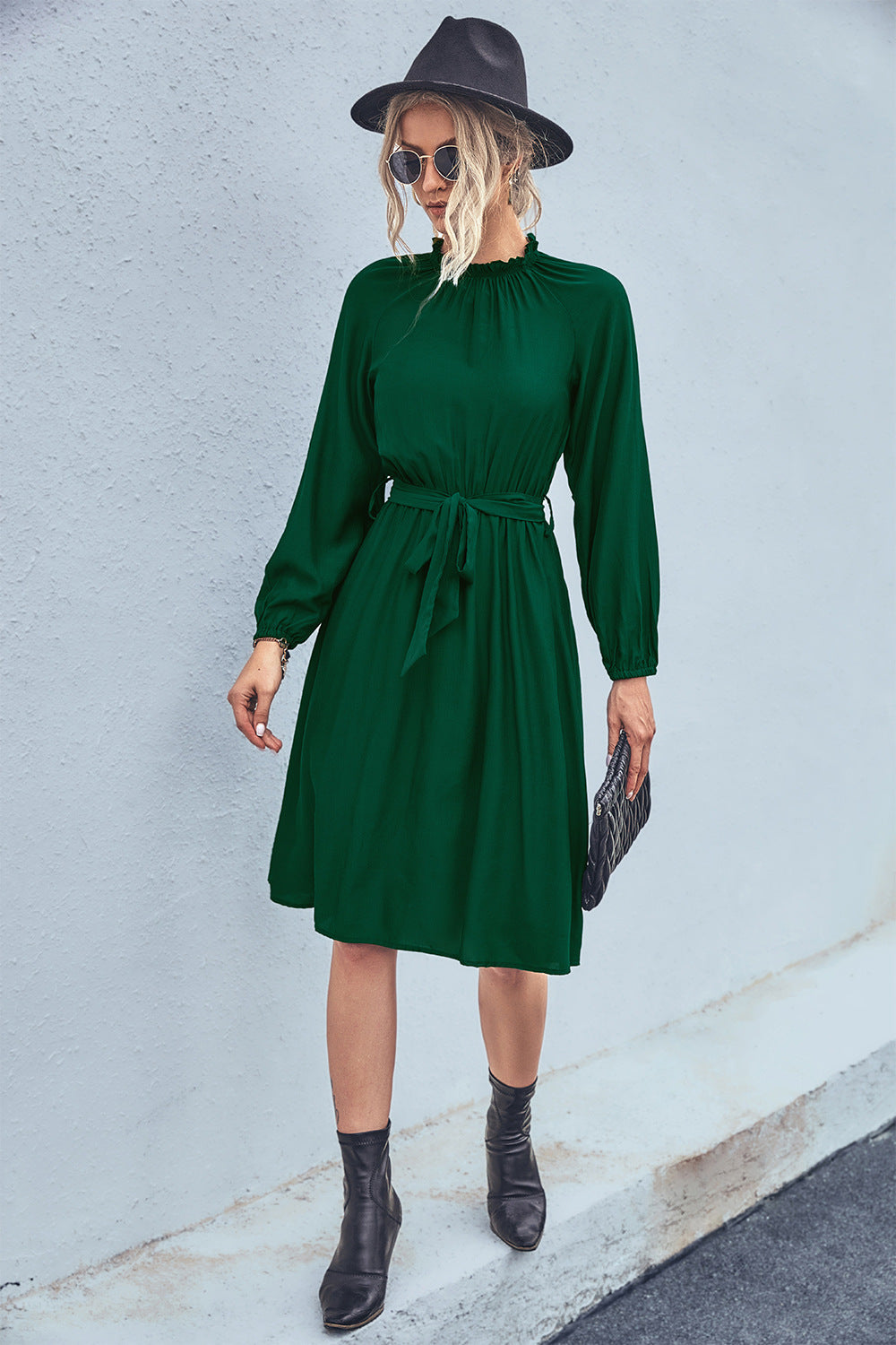 Elegant Long Sleeves Lace Up Women Dresses