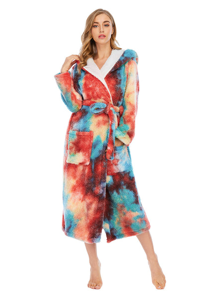Women Dyed Fleece Casual Winter Hoodies Sleepwear with Pocket