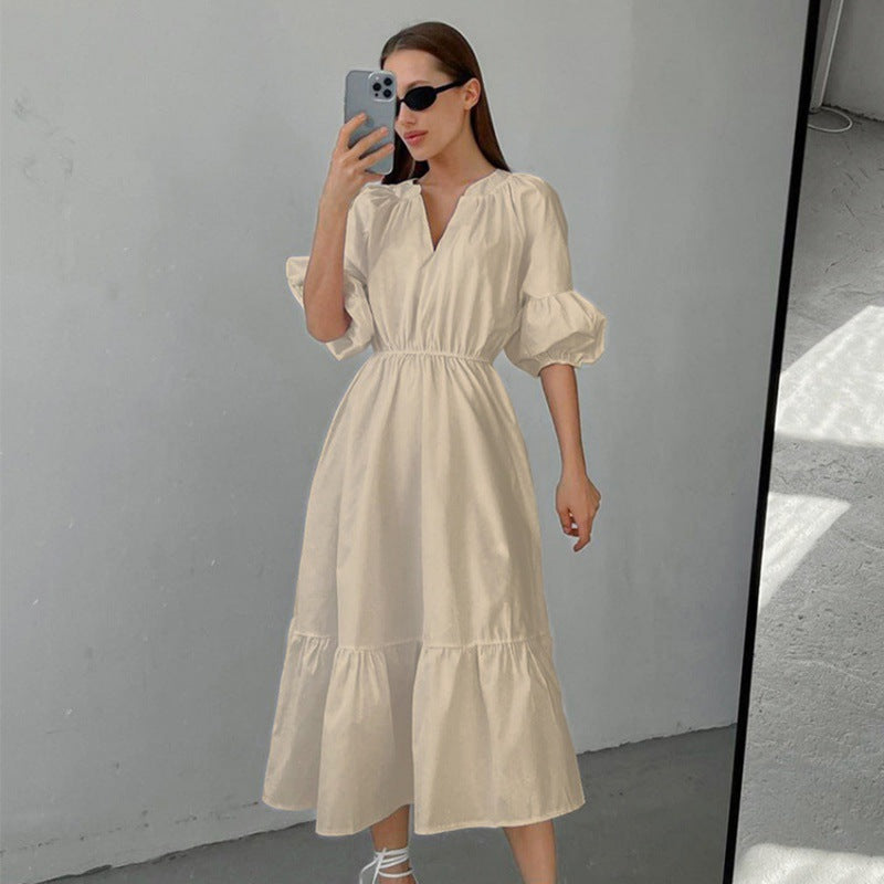 Women High Waist A Line Midi Dresses