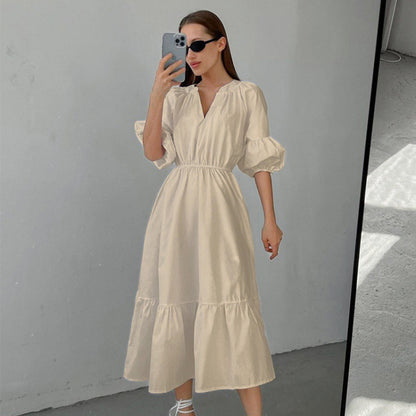 Women High Waist A Line Midi Dresses