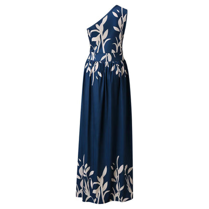 Sexy One Shoulder Split Front Summer Long Dresses