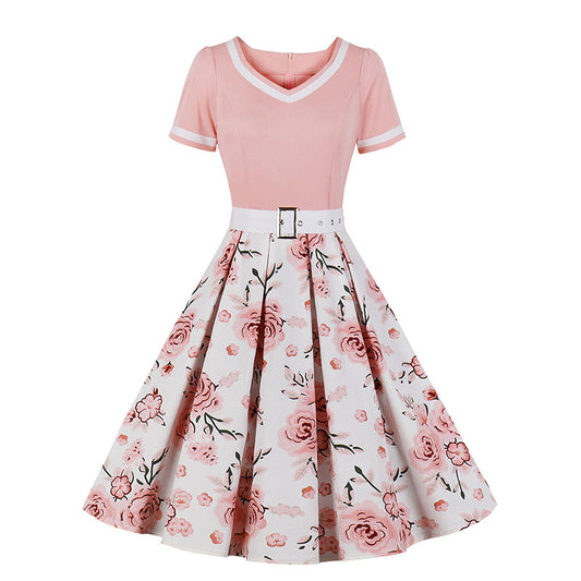 Retro Floral Print Ball Dresses