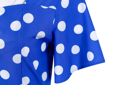 Retro Dot Print Short Sleeves Short Dresses-STYLEGOING