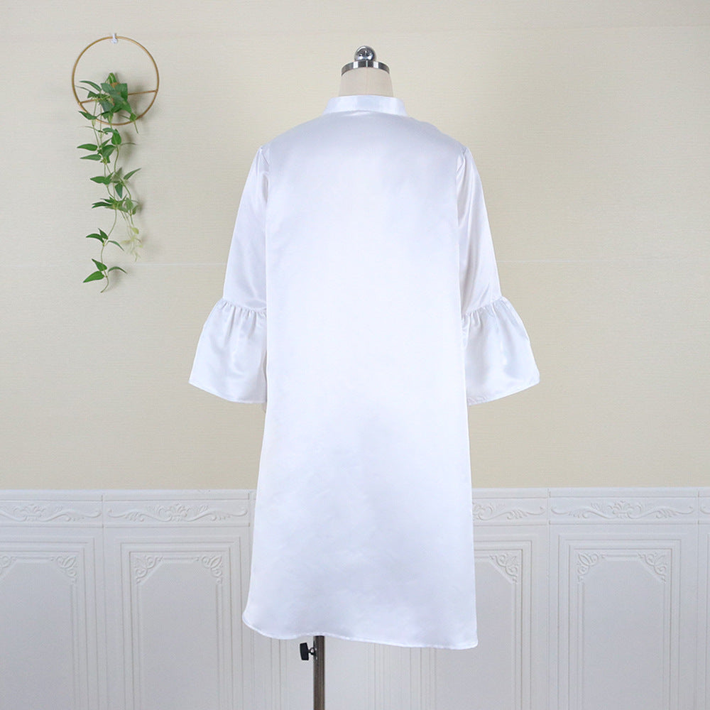 Women Stand Collar Plus Sizes Shirts Dresses