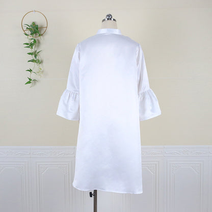 Women Stand Collar Plus Sizes Shirts Dresses