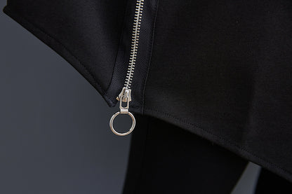 Black Pullover Long Sleeves Irregular Hoodies for Women