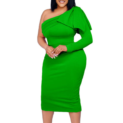 Fashion One Shoulder Sheath Women Dresses