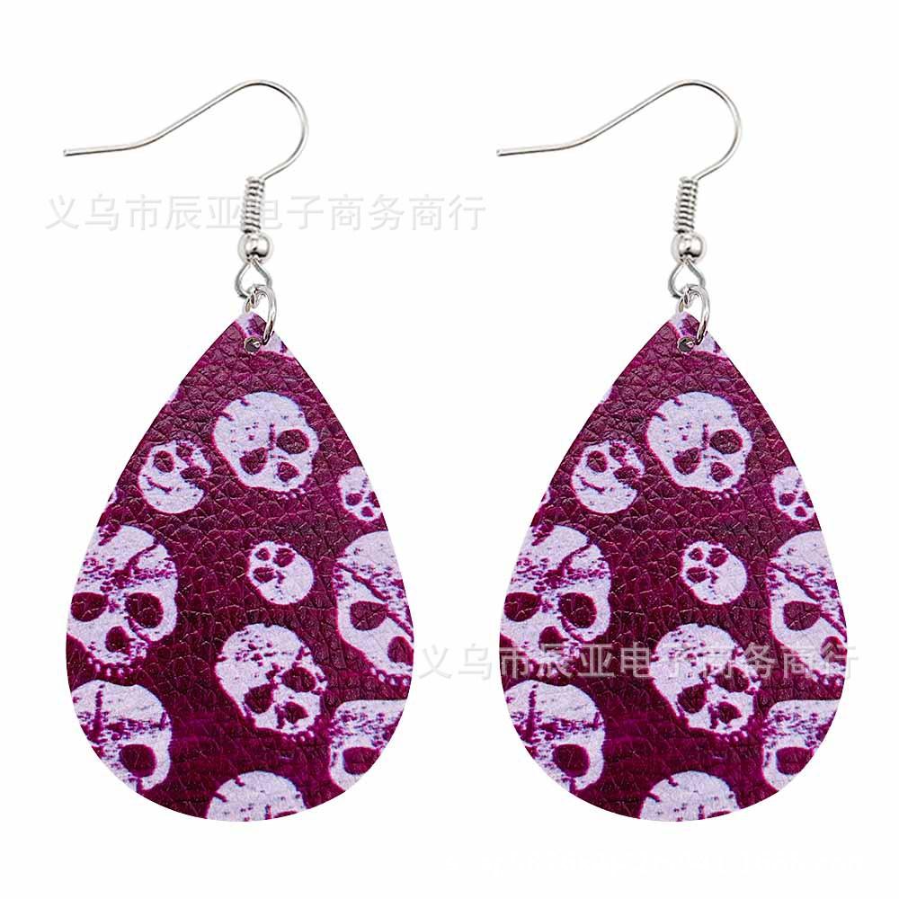 Happy Halloween Skeleton Spider Print Earrings 2 Sets