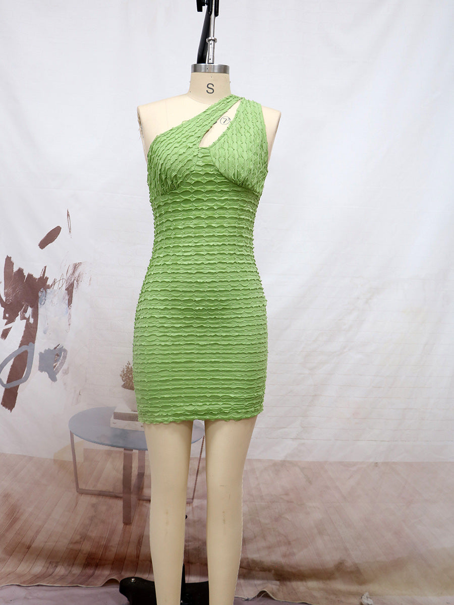 Sexy Green One Shoulder Sheath Dresses