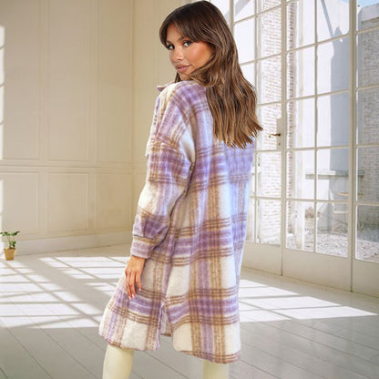 Plus Sizes Women Woolen Casual Long Shirts