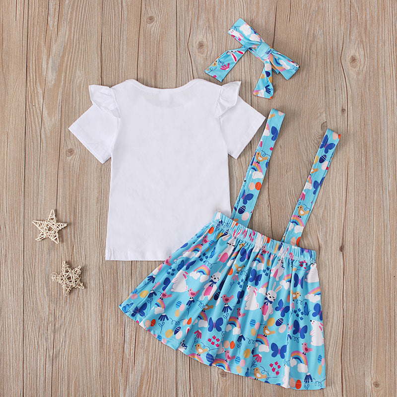Easter Day Summer Girls Dresses Withe Letter&rabbit Design