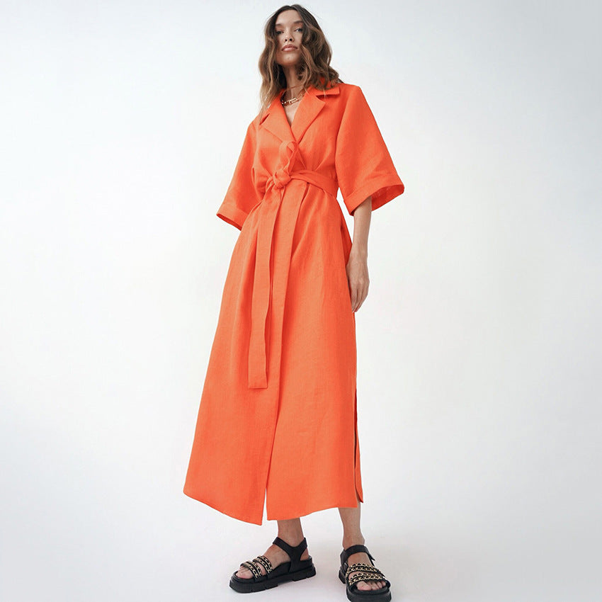 Casual Summer Cotton Linen Long Romper Dresses