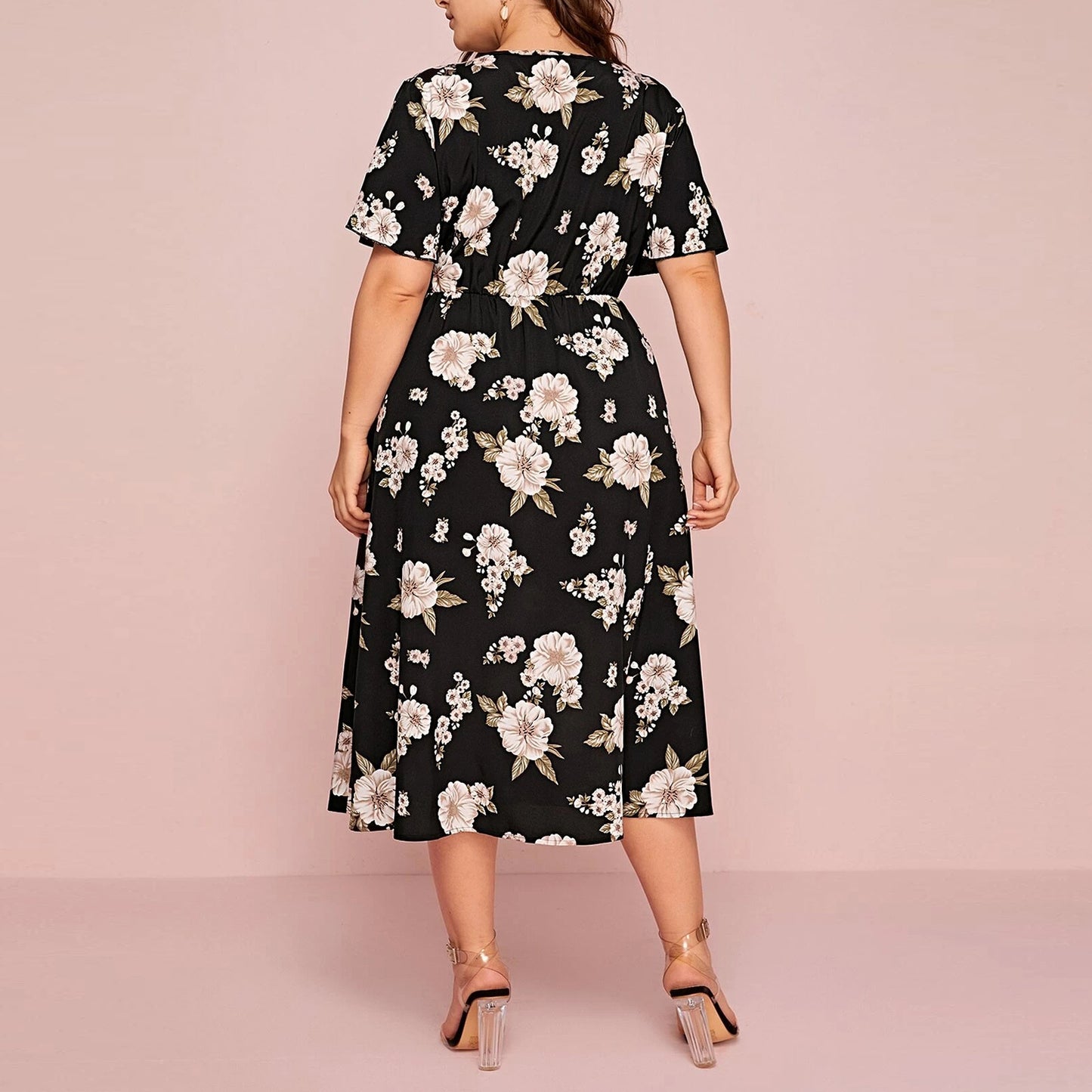 Women Chiffon Short Sleeves Plus Sizes Dresses