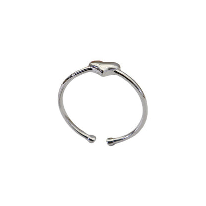 Simple Heart Shape Design Sterling Silver Rings for Women