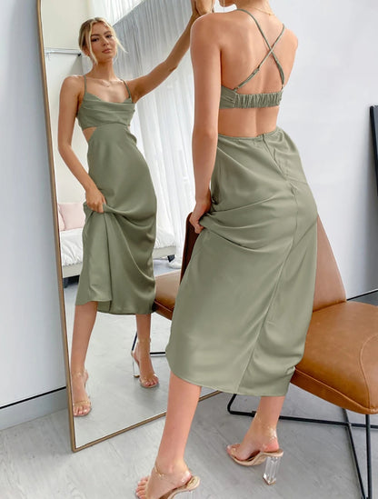 Summer Stain Backless Women Party Dresses