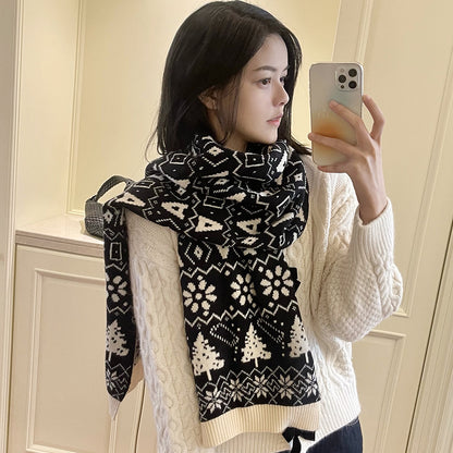 Merry Christmas Knitted Warm Scarves for Girls