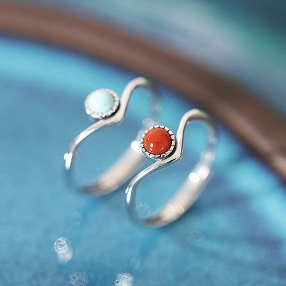 Vintage V Shaped Sterking Silver Turquoise Women Rings