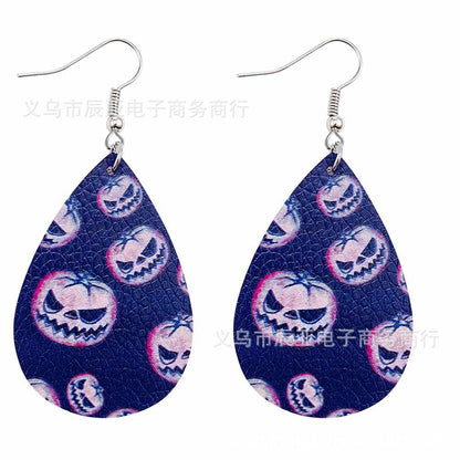 Happy Halloween Skeleton Spider Print Earrings 2 Sets