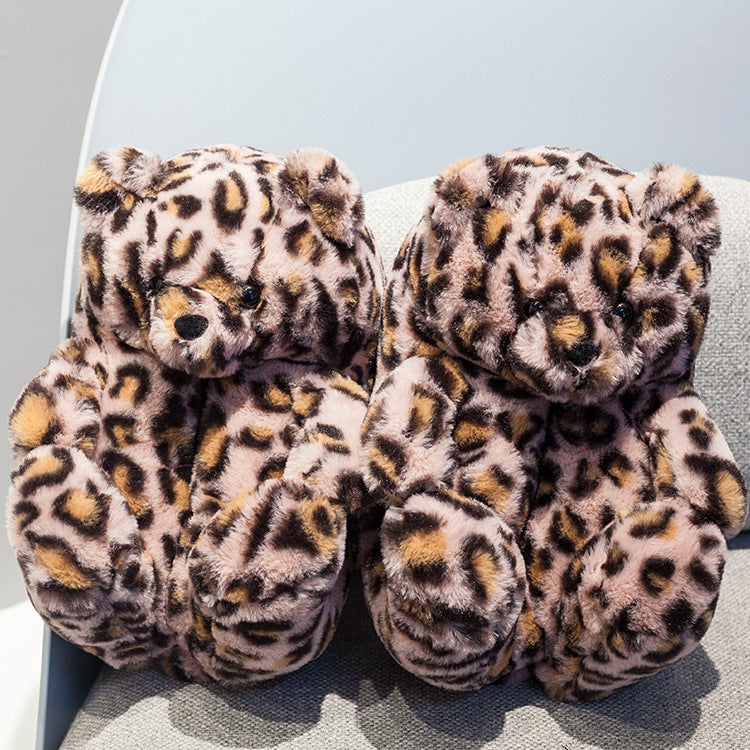Winter Teddy Bear Plush Slippers