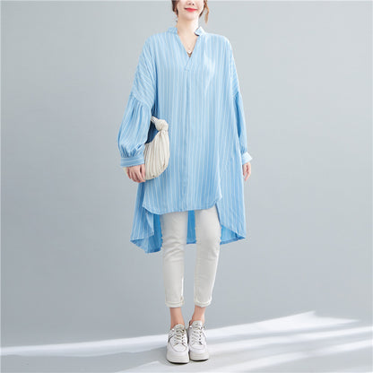 Designed Striped Long Shirts Dresses for Women
