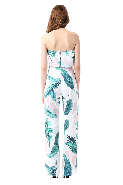 Fashion Off The Shoulder Floral Print Women Jumpsuits