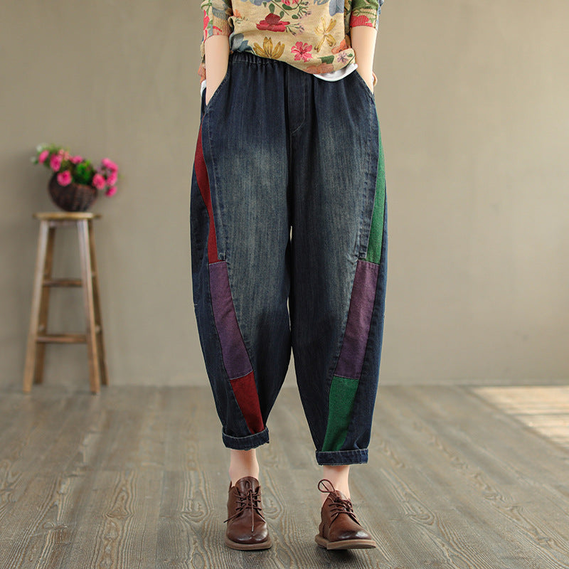Vintage Denim Women Harem Pants