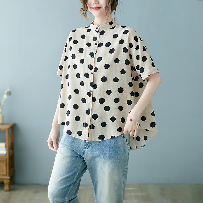 Summer Apricot Dot Women Shirts