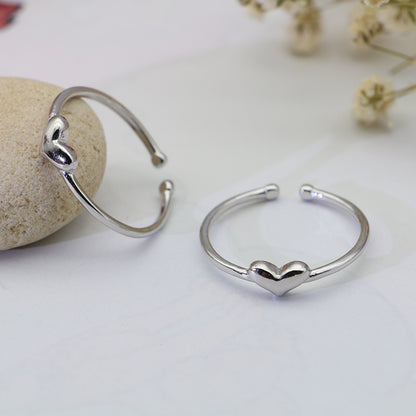 Simple Heart Shape Design Sterling Silver Rings for Women