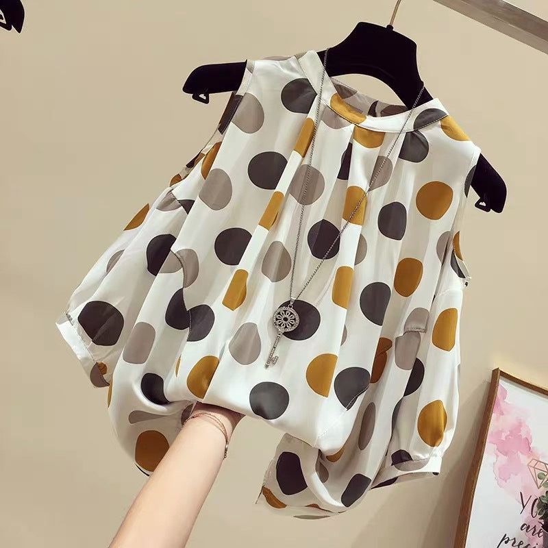 Polk Dot Chiffon Women Shirts Blouses