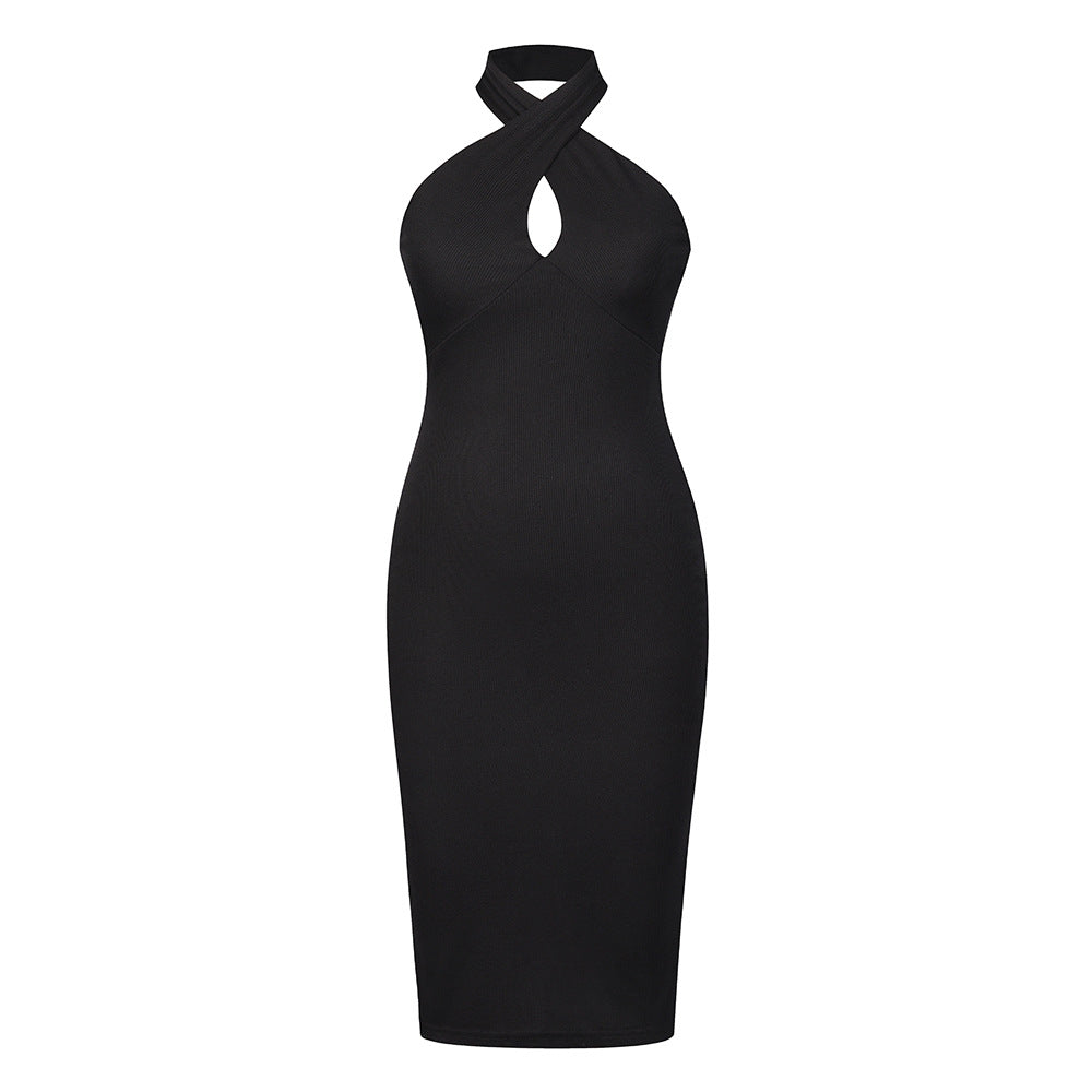 Sexy Halter Backless Knitted Midi Dresses