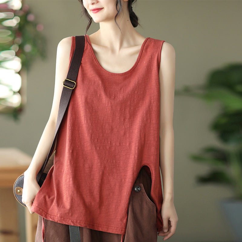 Vintage Cotton Sleeveless Women Crop Tops