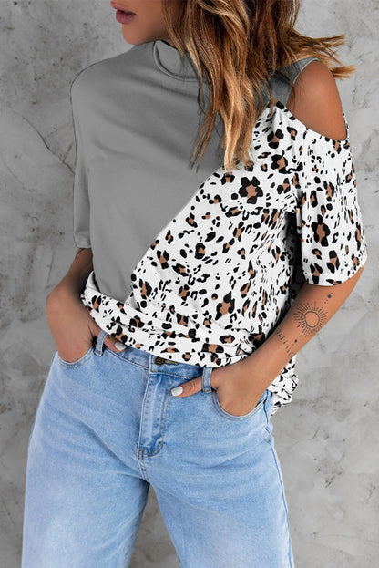 Casual Leopard Print Short Sleeves T Shirts for Women