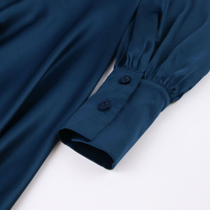 Blue High Waist Satin Sexy Long Split Front Dresses