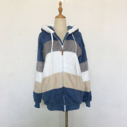 Winter Velvet Zipper Hoodies Overcoat for Women