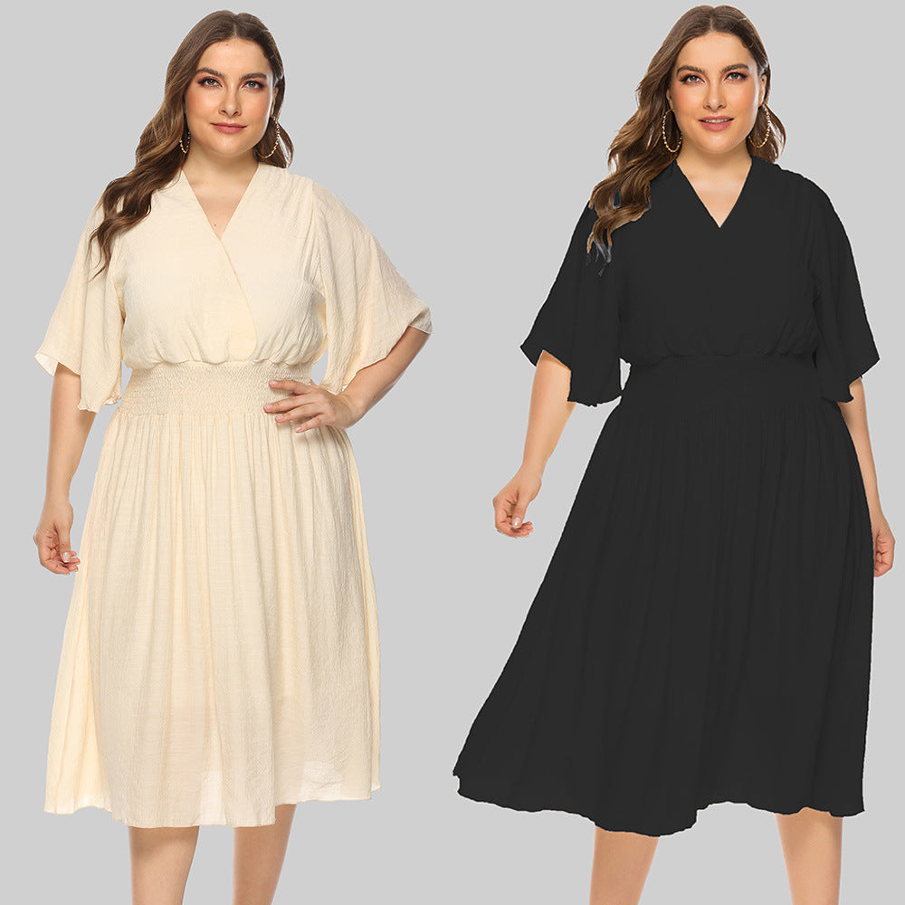 Summer V Neck Plus Sizes Women Short Dresses