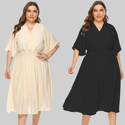 Summer V Neck Plus Sizes Women Short Dresses