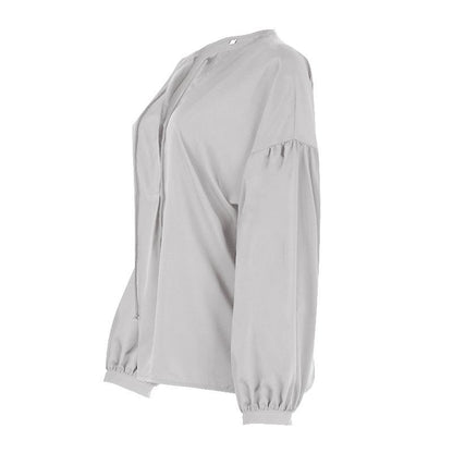 Simple Style V Neck Long Sleeves Leisure Shirts-STYLEGOING