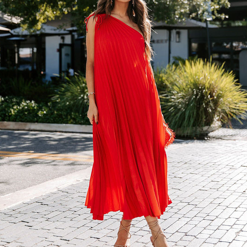 Casual One Shoulder Sleeveless Summer Long Dresses