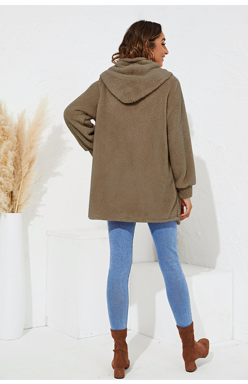 Casual Velvet Hoodies Coats for Women