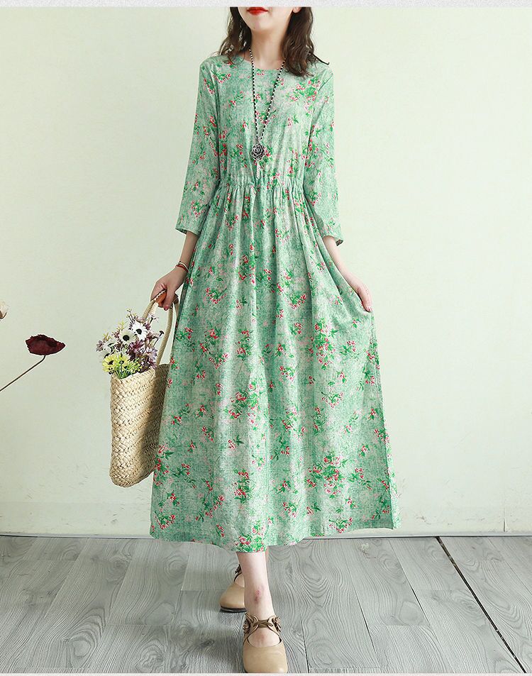 Vintage Cotton Women Plus Sizes Long Dresses