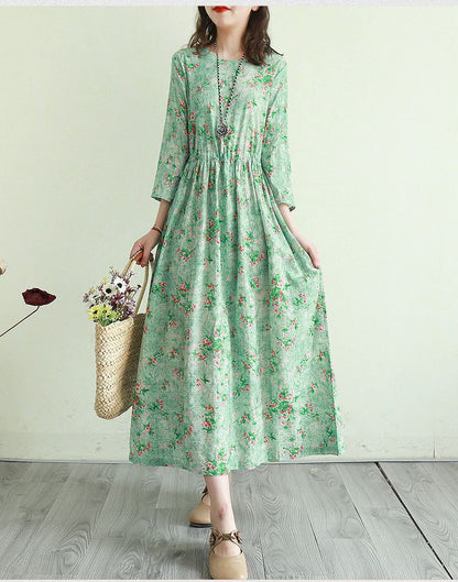 Vintage Cotton Women Plus Sizes Long Dresses