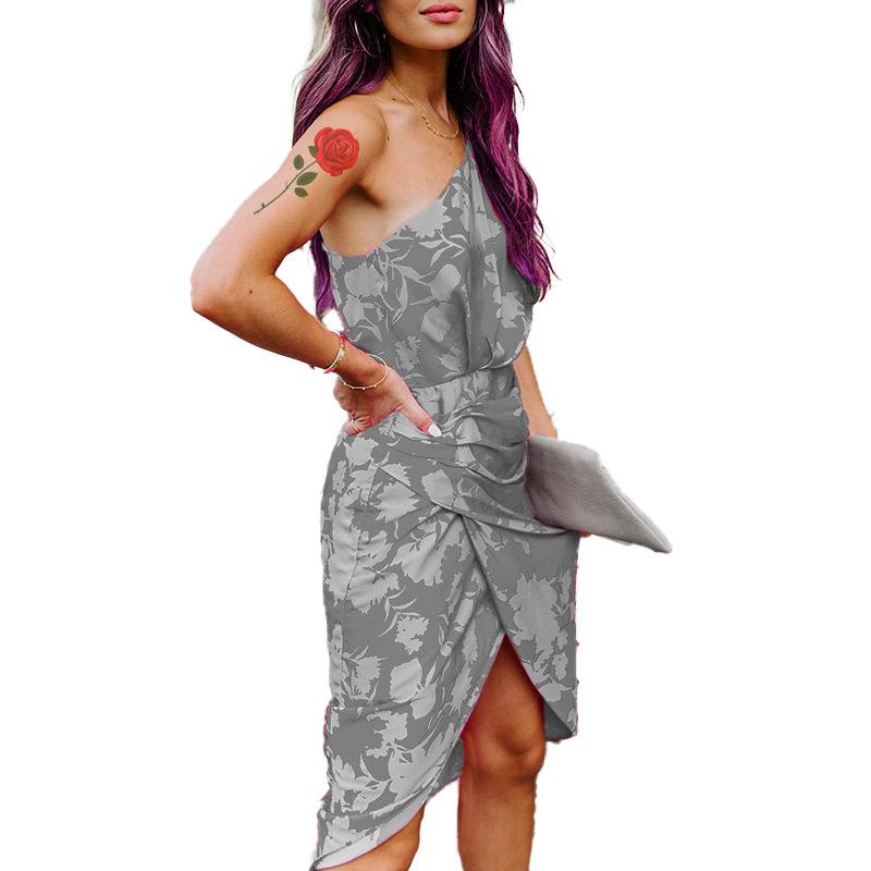 Summer One Shoulder Bodycon Midi Dresses-STYLEGOING