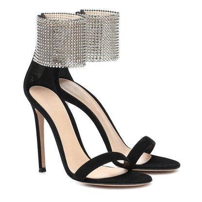 Sexy Plus Sizes Rhinestone High Heels Sandals