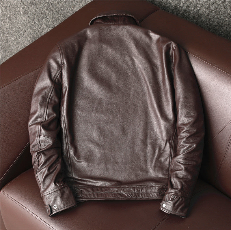 Brown Cowhide Leather Business Jackets for Men