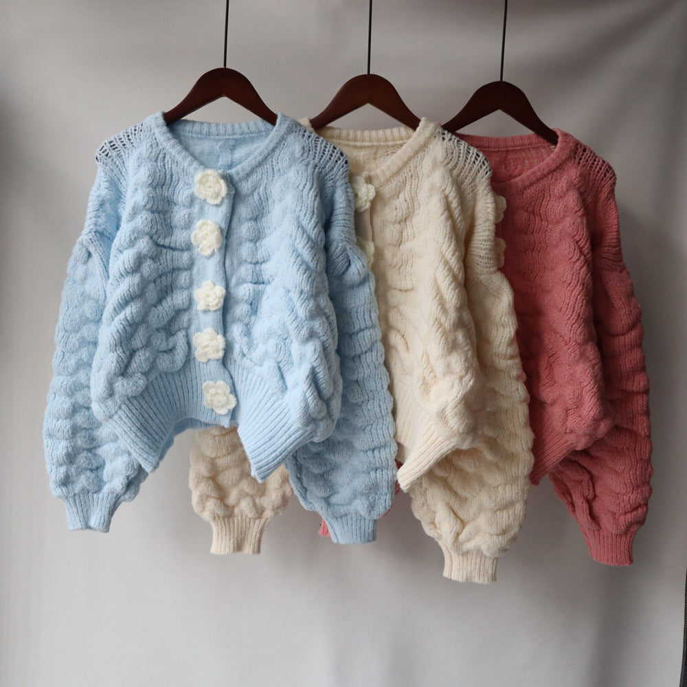 Warm Flowers Design Women Knitted Cardigans