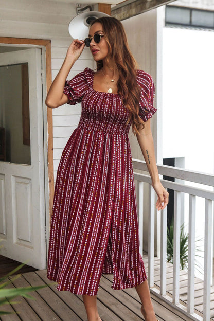 Summer Puff Sleeves Cotton Women Dresses