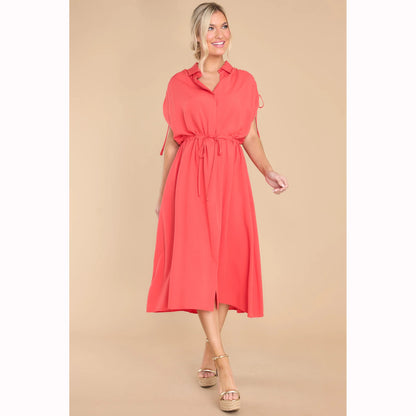 Summer Drawstring Design Midi Dresses