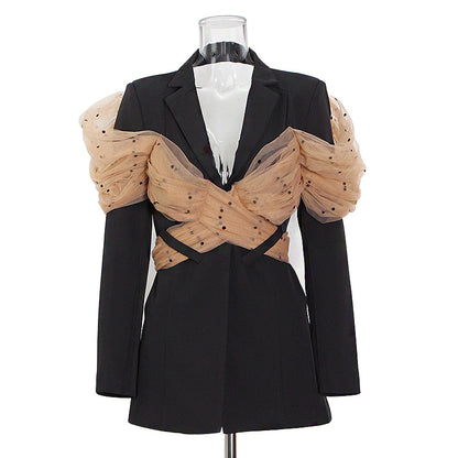 Designed Black Blazer Tops for Women