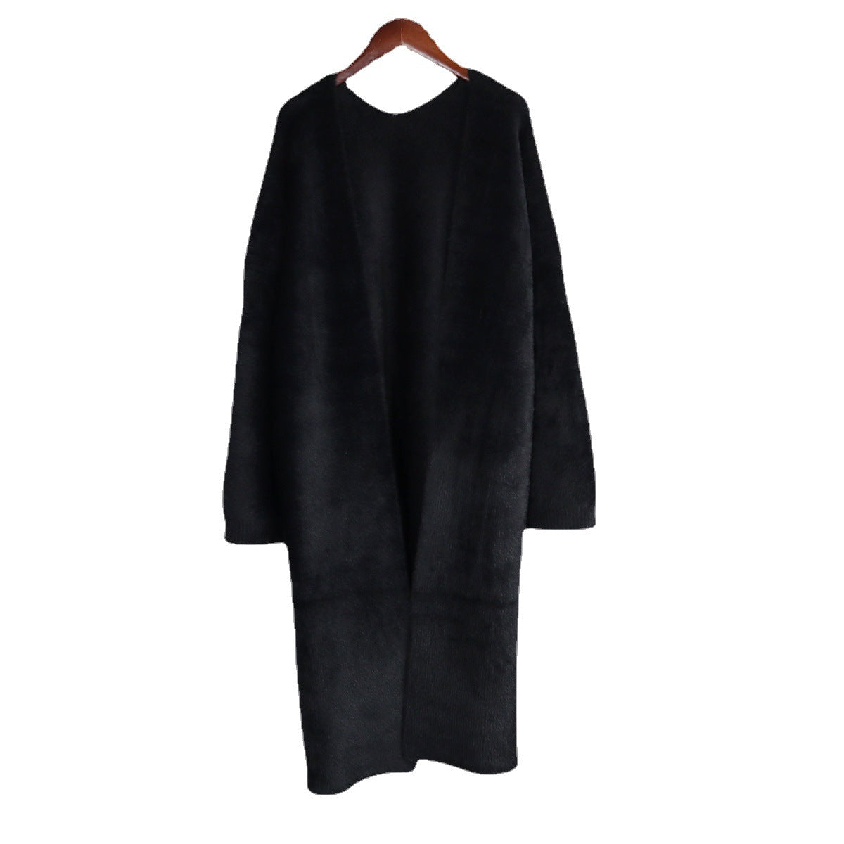 Classy Women Mink Wool Design Long Outerwear